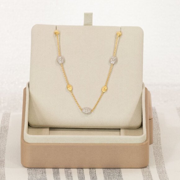 Marco Bicego 18K Yellow Gold Siviglia Diamond Bean Necklace - Picture 1 of 3